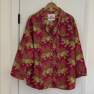 Vibrant Leopard Print Pajama Top